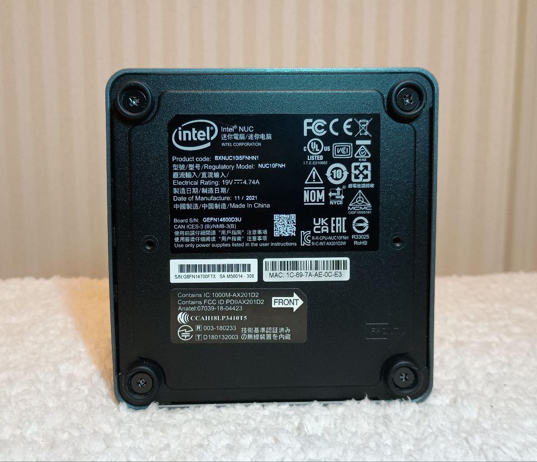 【✨新品の様に綺麗✨】インテル Nuc10i5FNH + Win11 Pro