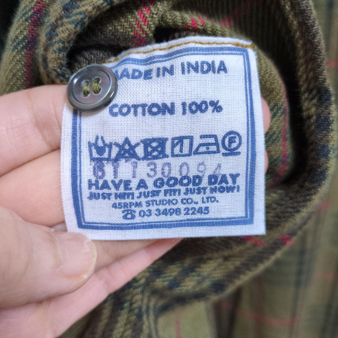 45R オリーブグリーン チェック柄 チュニック