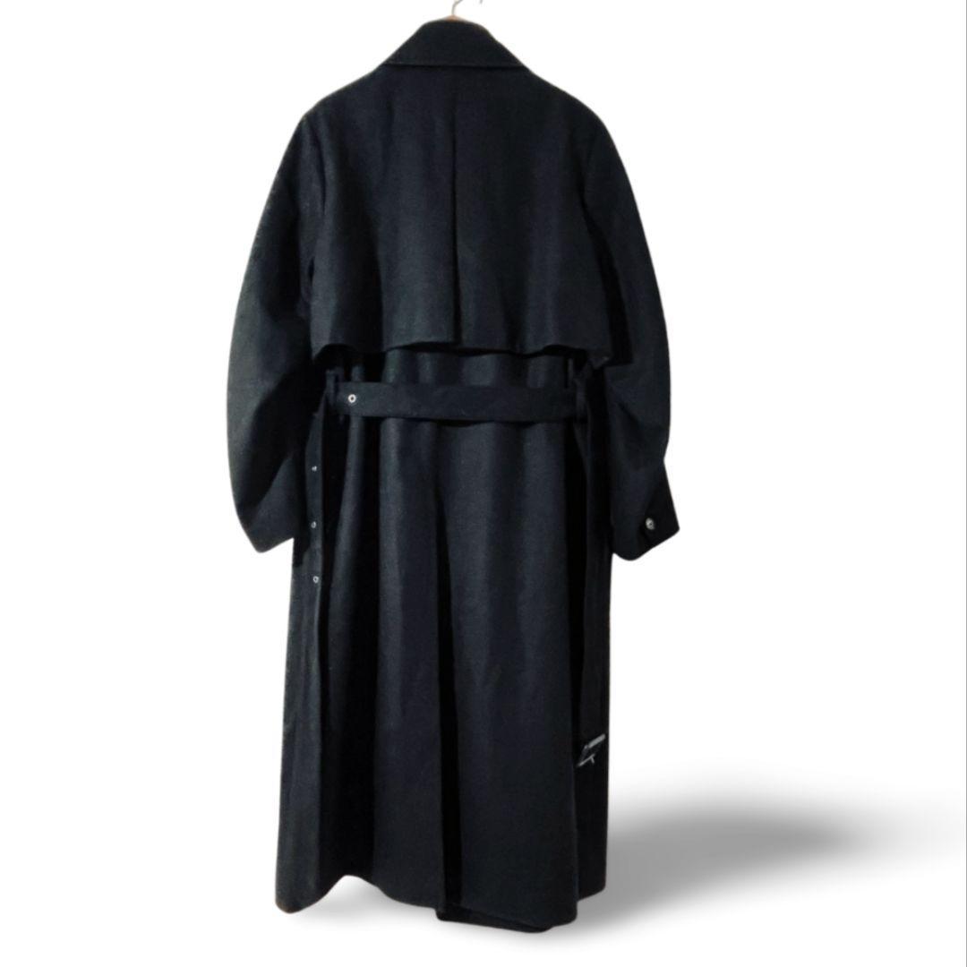 ETHOSENS エトセンス ウール トレンチ コート ダブル ブラック