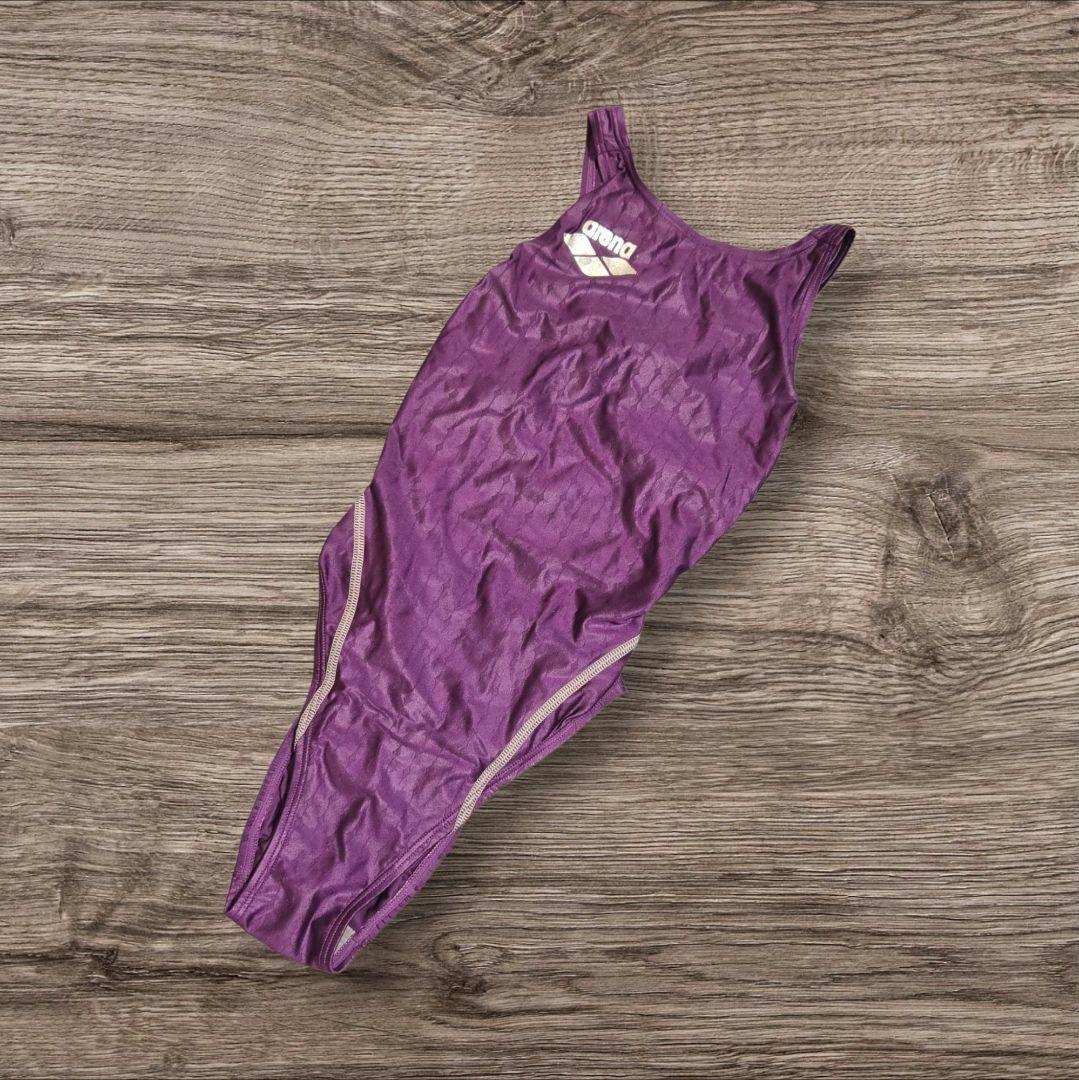 ☆アリーナ　競泳水着　パープル ストライプ　サイズSS