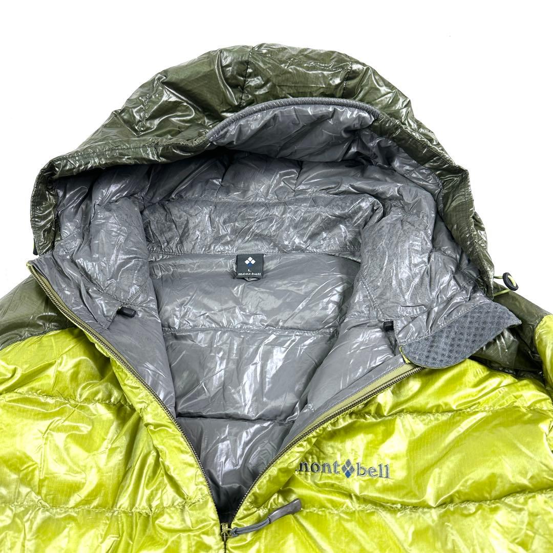 モンベル U.L.ダウンガイドパーカ メンズ Lサイズ グリーン ドローコード有