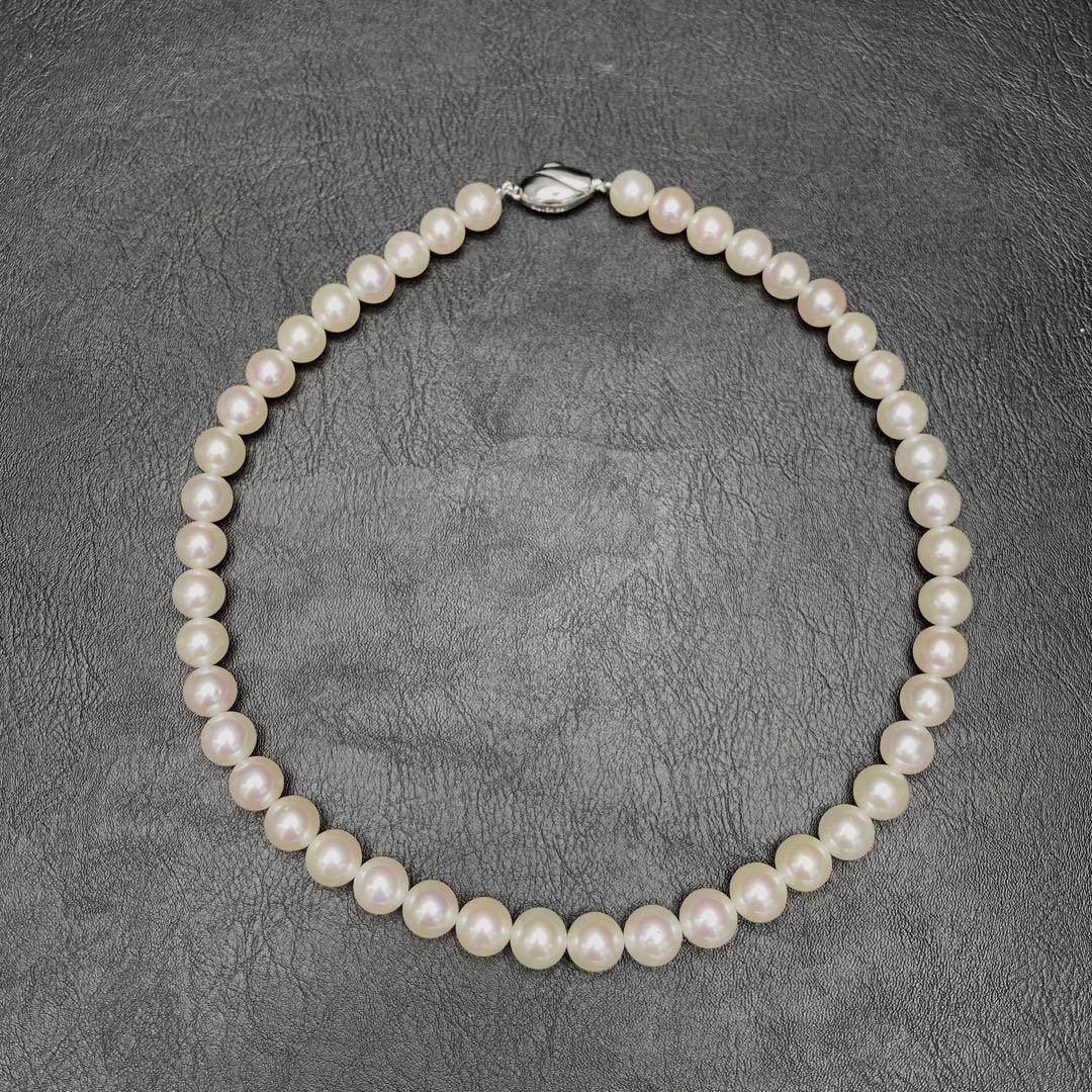✨美品✨本真珠 パール ネックレス 9.0〜10mm 43cm SILVER金具