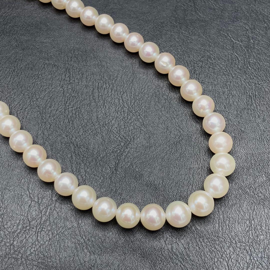 ✨美品✨本真珠 パール ネックレス 9.0〜10mm 43cm SILVER金具