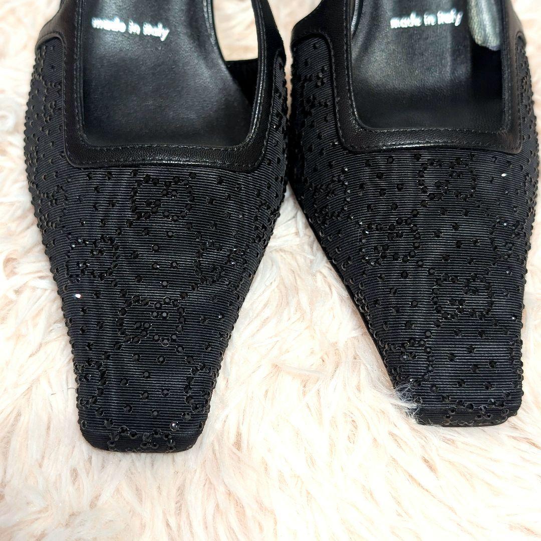 定価13万80%オフ☆GUCCI スリングバックパンプス GGラインストーン