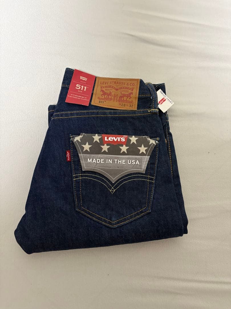未使用　Levi's 511 W28 L32 USA製 赤耳