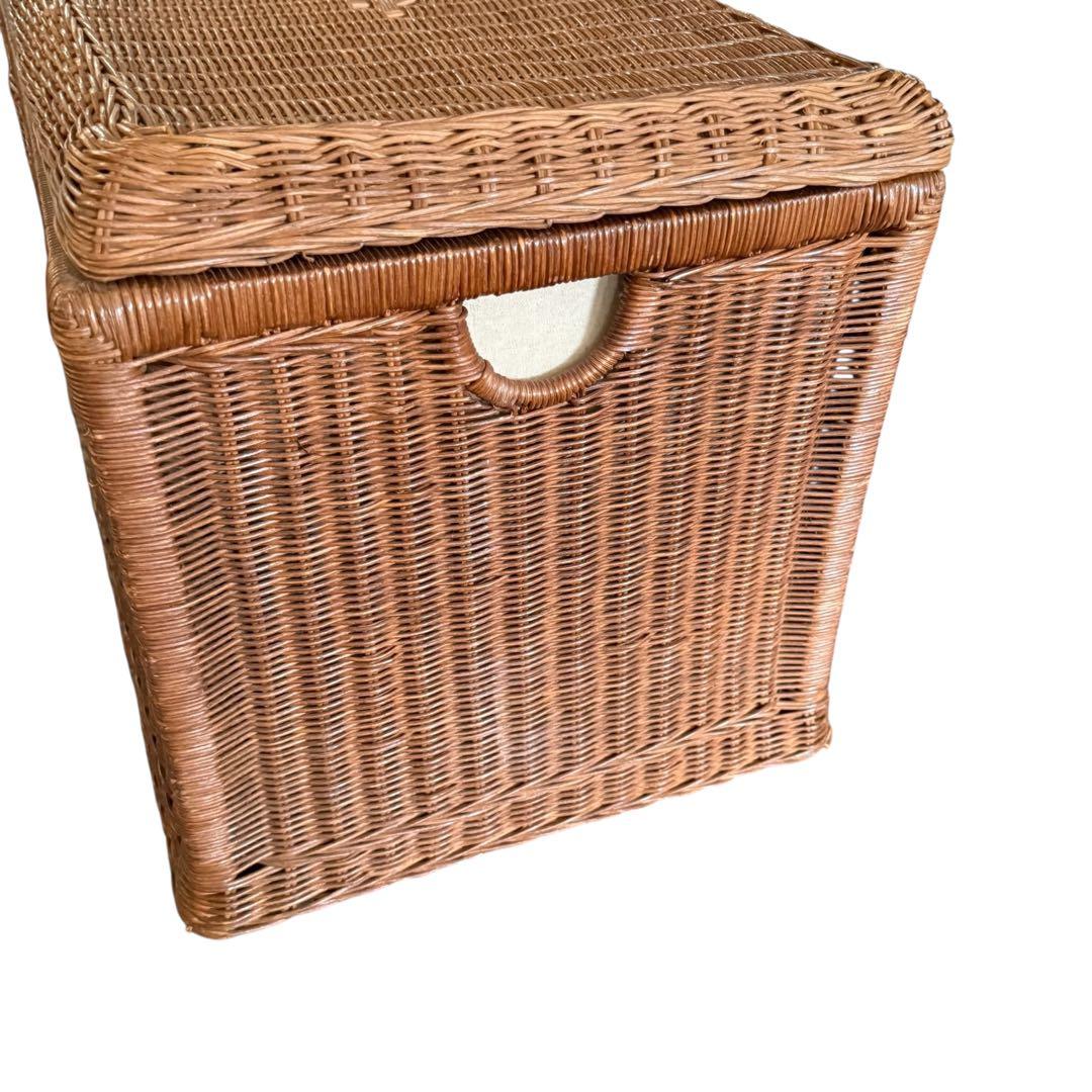 HR816 籐　ビンテージ　ラタン 大型収納 トランク蓋付き収納