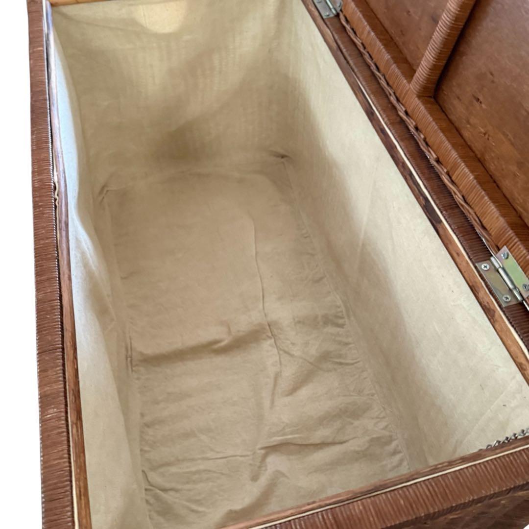HR816 籐　ビンテージ　ラタン 大型収納 トランク蓋付き収納