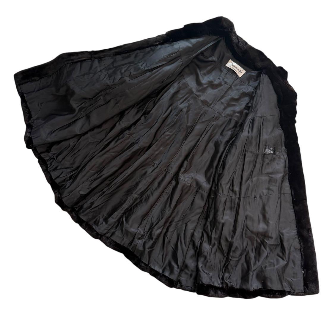 裾周り230 シェアードミンク フレア ファーコート ロールアップ 毛皮 XL