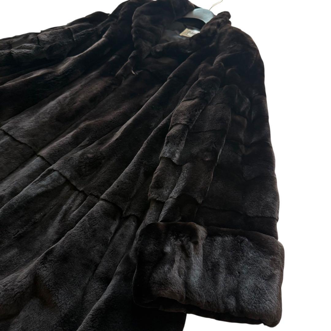 裾周り230 シェアードミンク フレア ファーコート ロールアップ 毛皮 XL