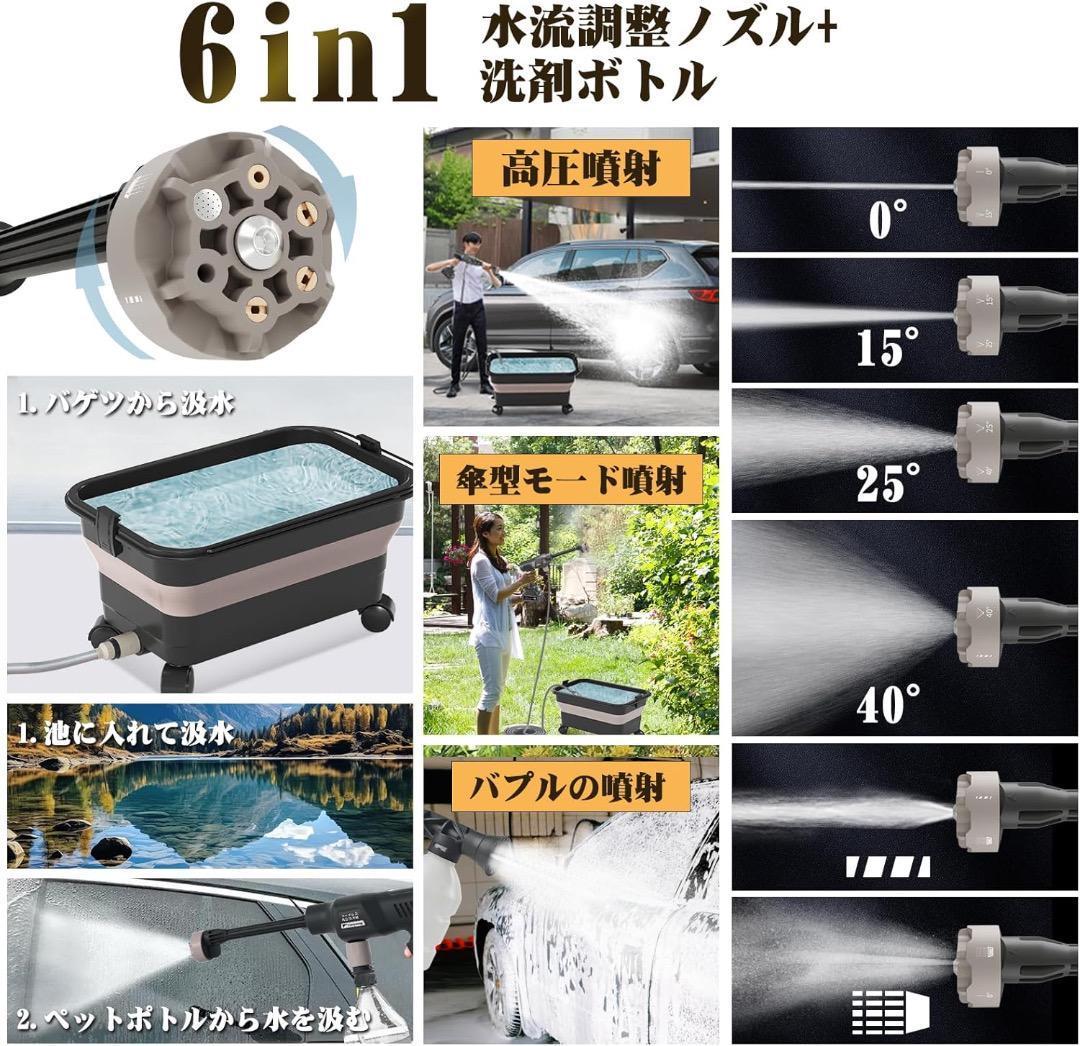 高圧洗浄機 20L折り畳みバケツ付き 8MPa コードレス 充電式