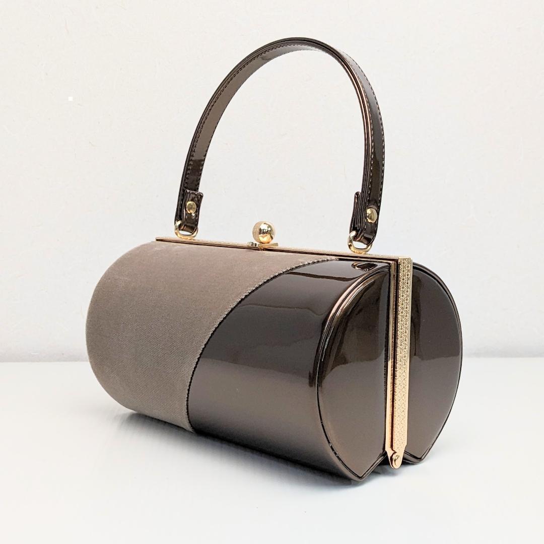 ベロア 3枚芯 ハイヒール 草履バッグ セット ブラウン w64-4