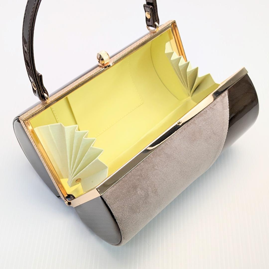 ベロア 3枚芯 ハイヒール 草履バッグ セット ブラウン w64-4