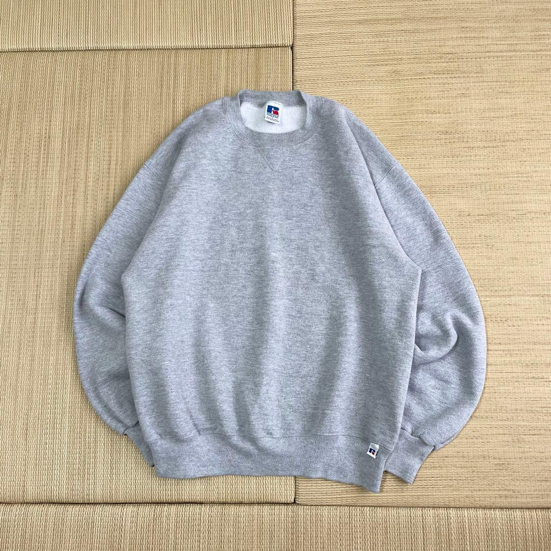 ら*様 90s USA製 ラッセルアスレチック 無地 ブランク スウェット グレ