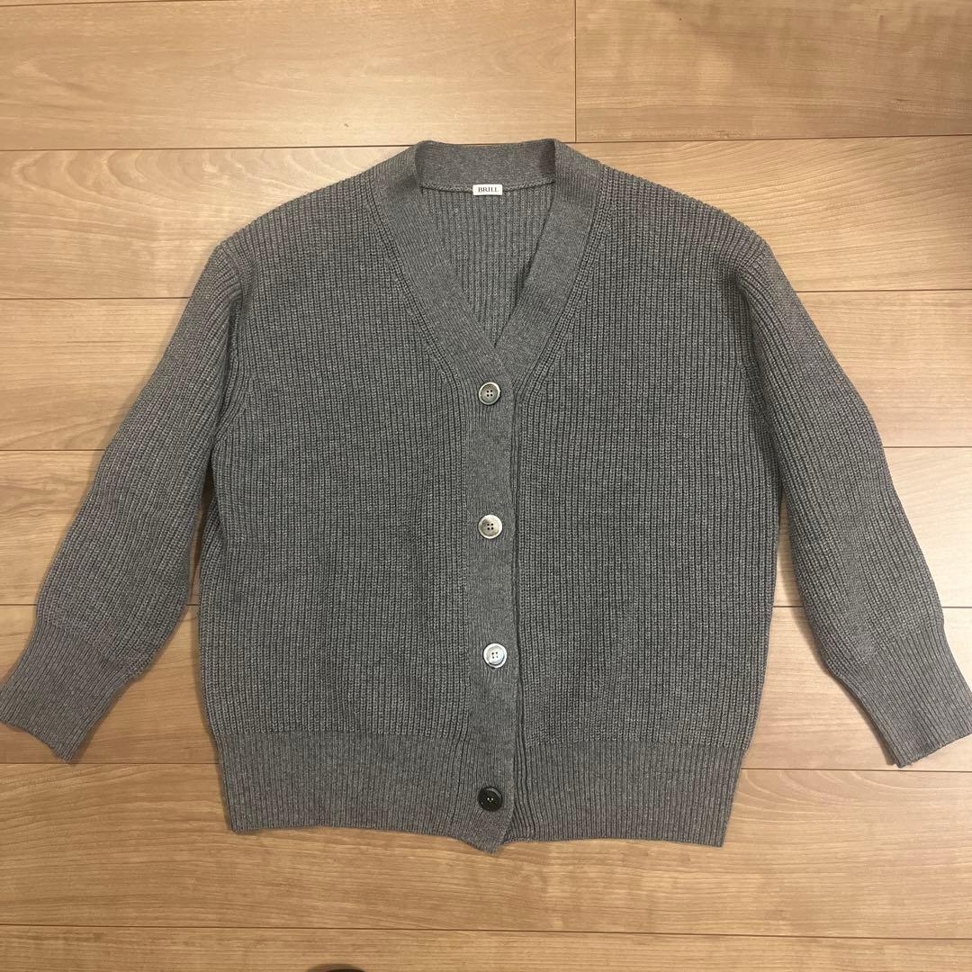 ⭐︎BRILL⭐︎ブリル モダンアゼVネックカーディガン　グレー