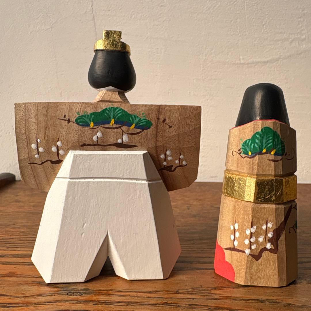 奈良一刀彫 木製 立ち雛 作家物 藤代光雄 創作雛 木彫り