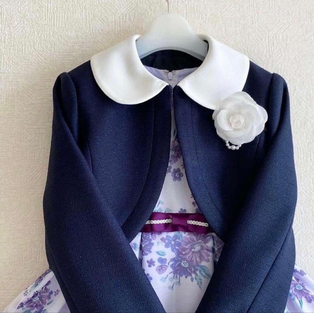 花柄パープル　女の子フォーマル 130 入学 結婚式 お呼ばれ 発表会