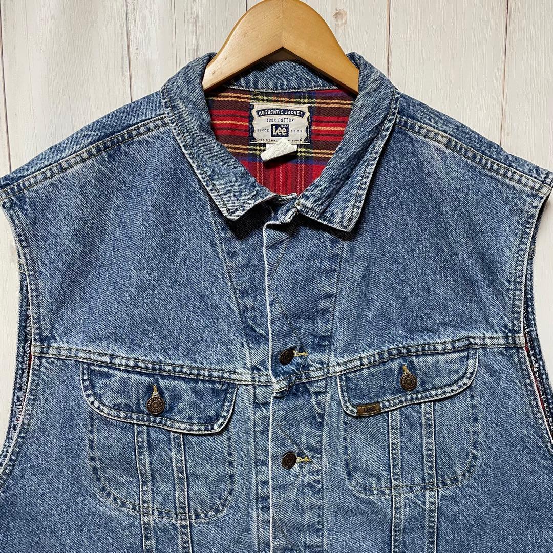 90s USA製 Lee ヴィンテージ デニム ベスト ジャケット ビッグサイズ