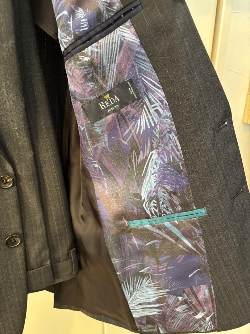 【美品】ポールスミス 2Bスーツ グレーストライプ REDA 日本製 Mサイズ