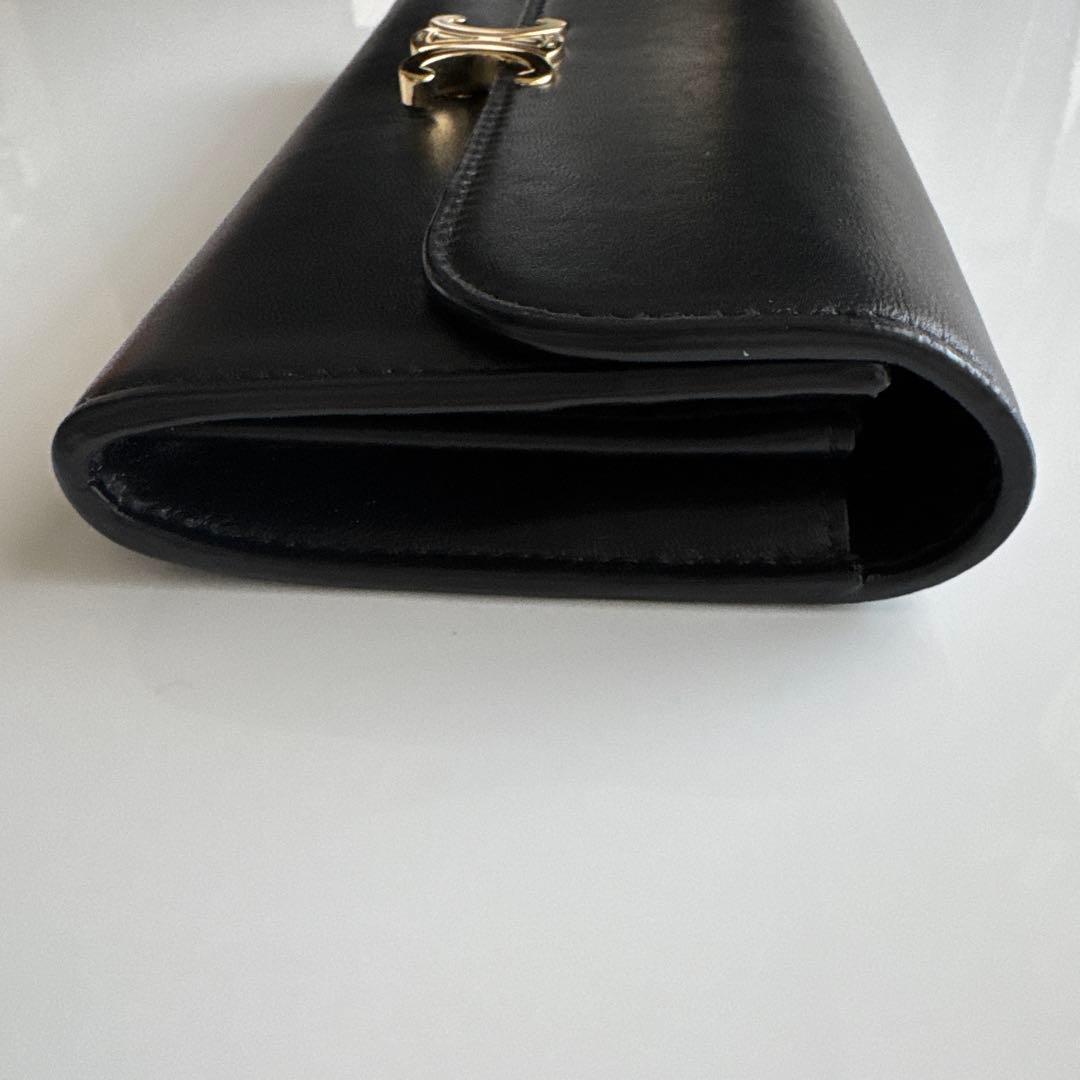 【匿名配送】セリーヌトリンオフ長財布黒レザー