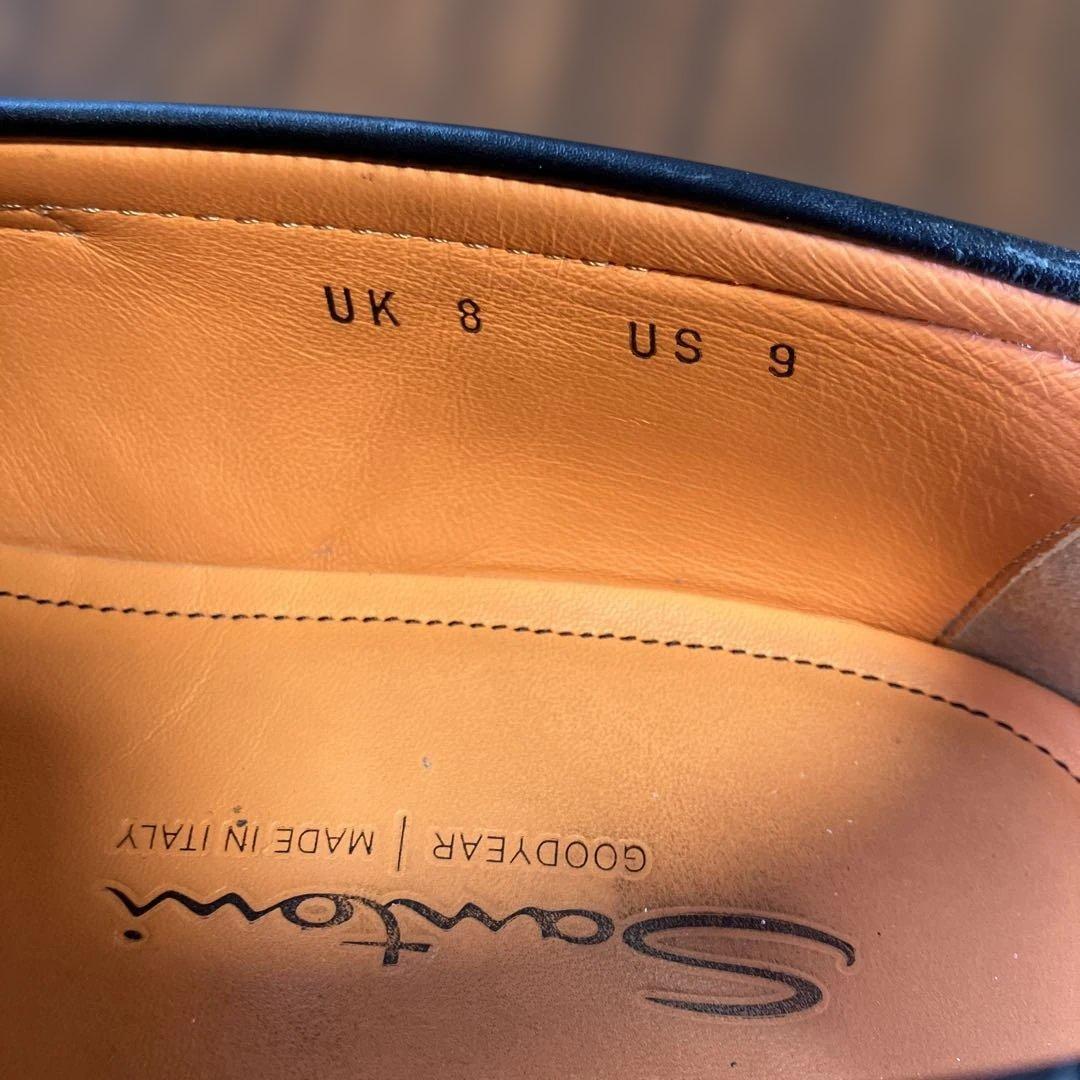 Santoni ブラック ローファー　UK8 箱、保存袋つき