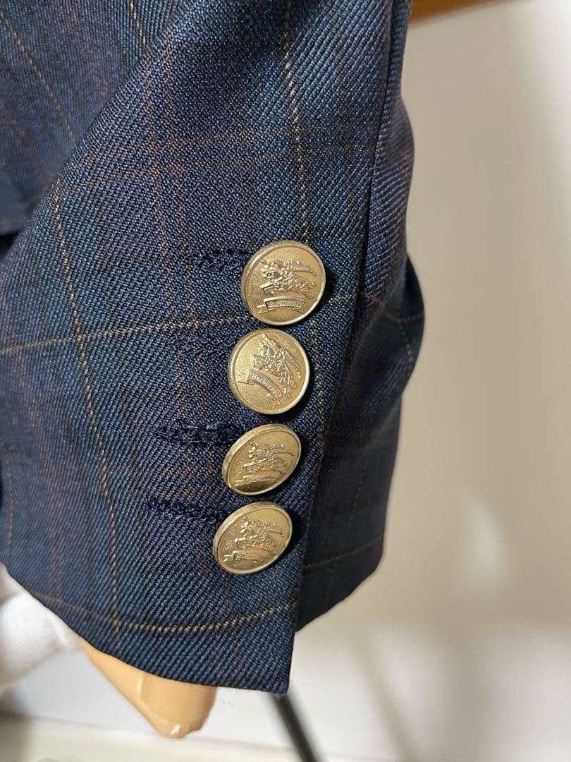 極美品 バーバリー ダブル 紺ブレ 6ボタン 金ボタン ＸL相当 イギリス製
