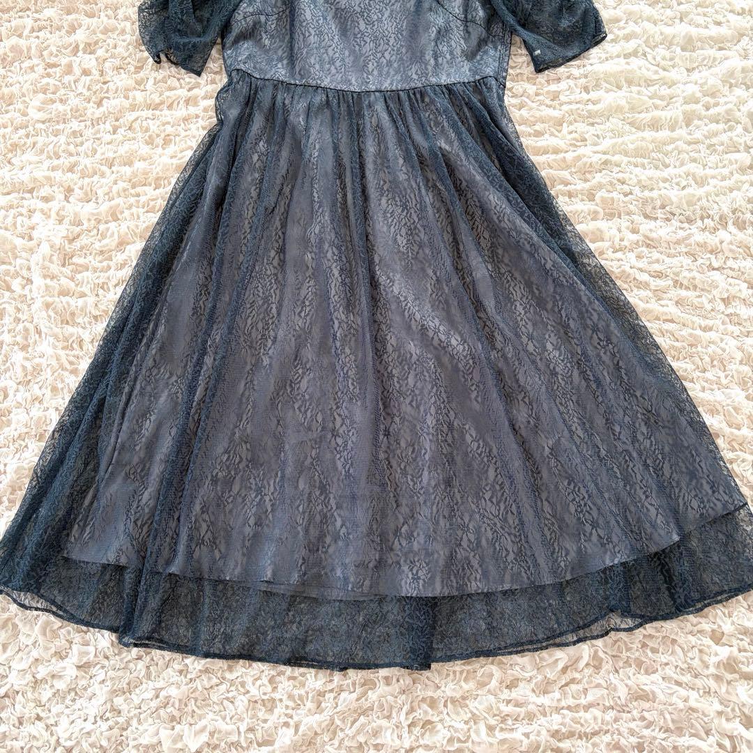 AIMER エメ　ギャザースリーブレースアップドレス　XL LL ブルー 大きい