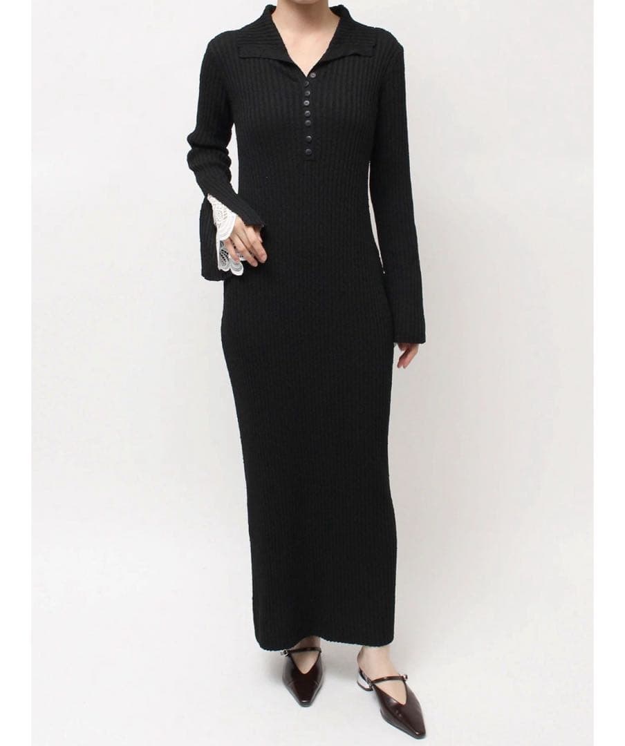 Lagunamoon レーススリーブネップリブニットワンピース Mサイズ