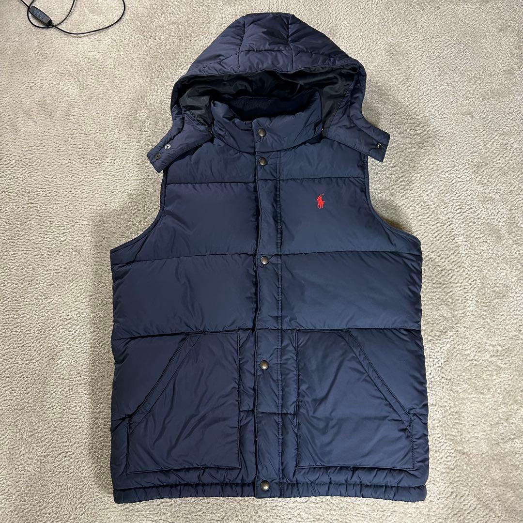 Ralph Lauren ダウンベスト　ネイビー　ラルフローレン　フード付　XL