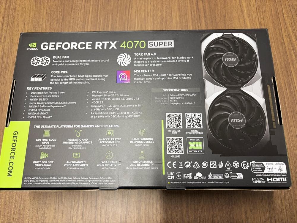【新品未使用】MSI GeForce RTX 4070 SUPER VENTUS
