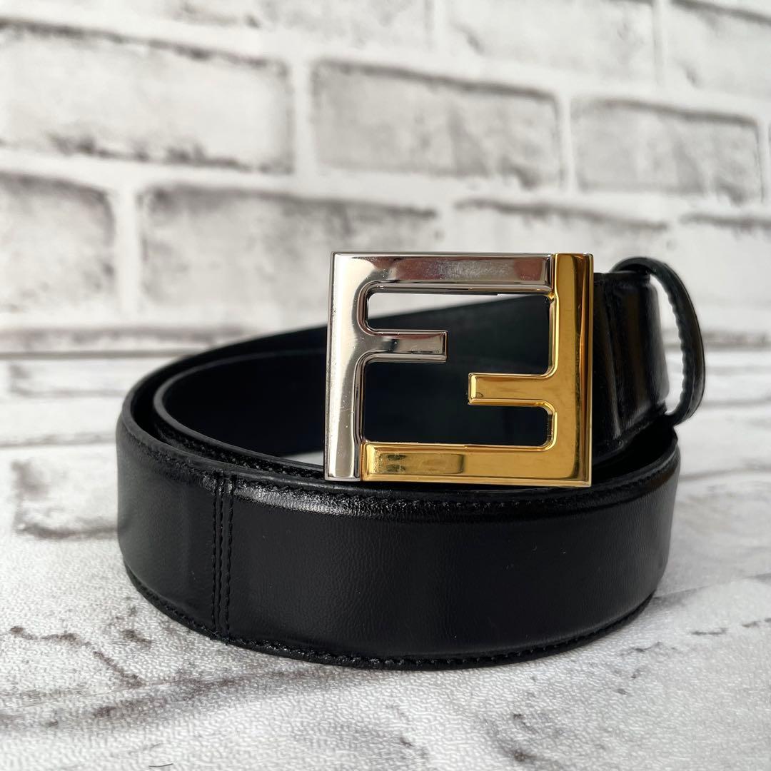 美品✨フェンディ　レディース　ベルト　コンボ　FF金具　ズッカ　黒