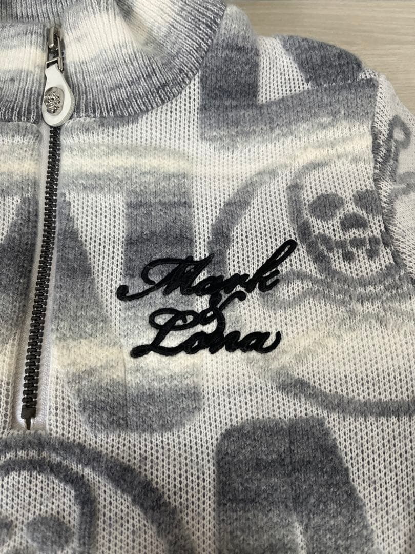 定価5.2万 MARK&LONA 防風 ニットブルゾン 38 スカル 蓄熱