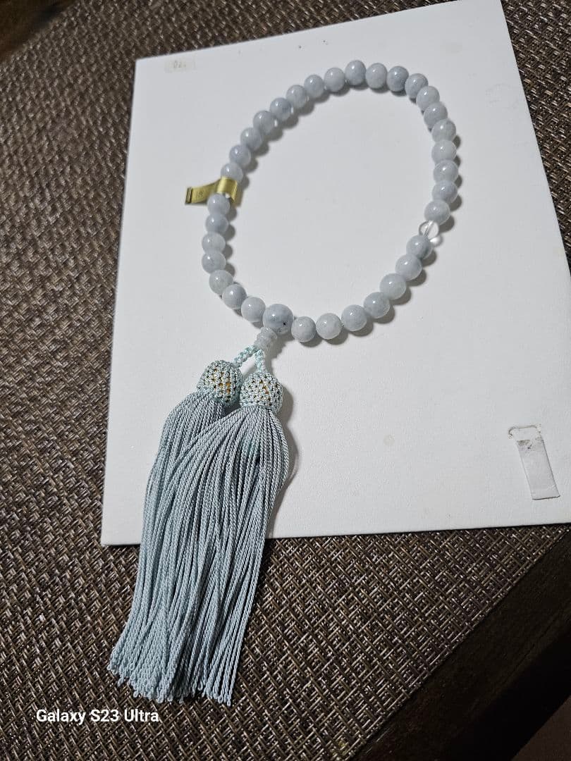 糸魚川青翡翠念珠８mm３３珠　産地証明書付き