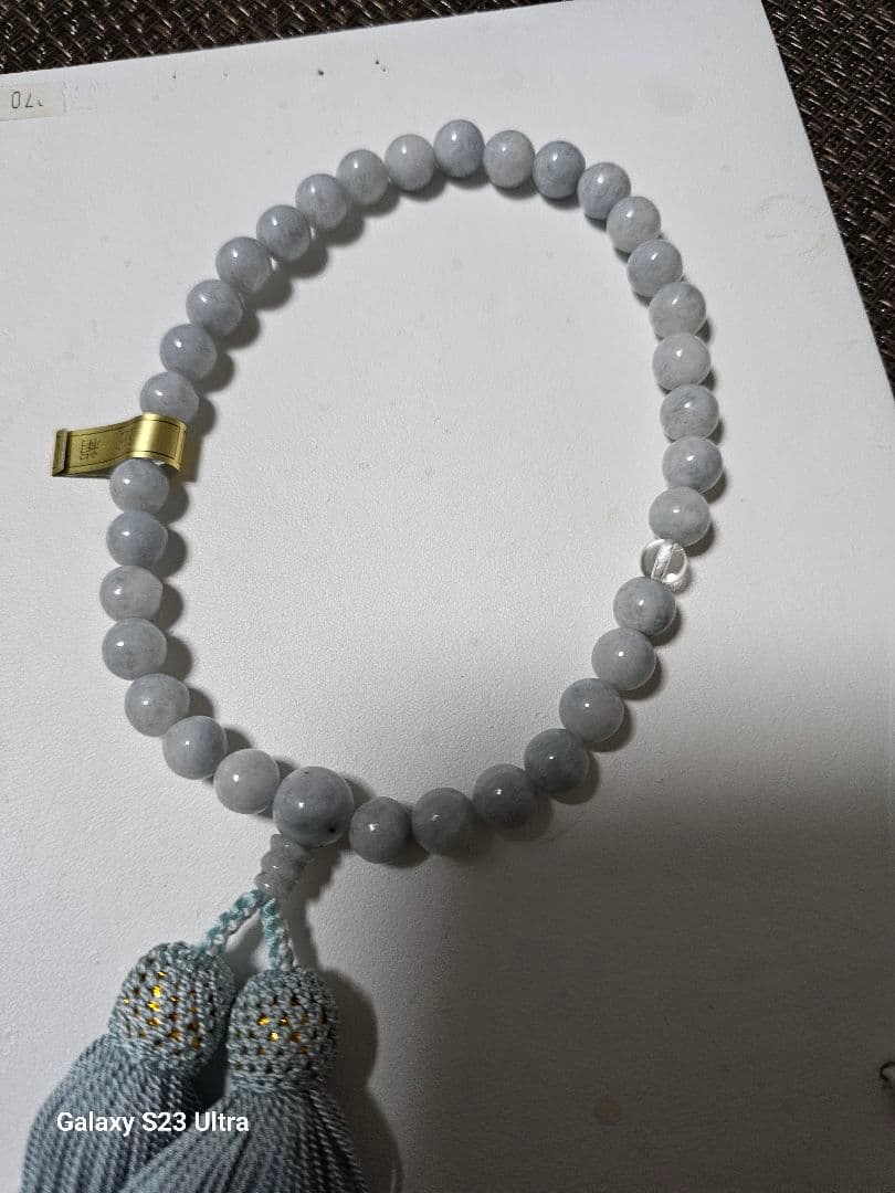 糸魚川青翡翠念珠８mm３３珠　産地証明書付き