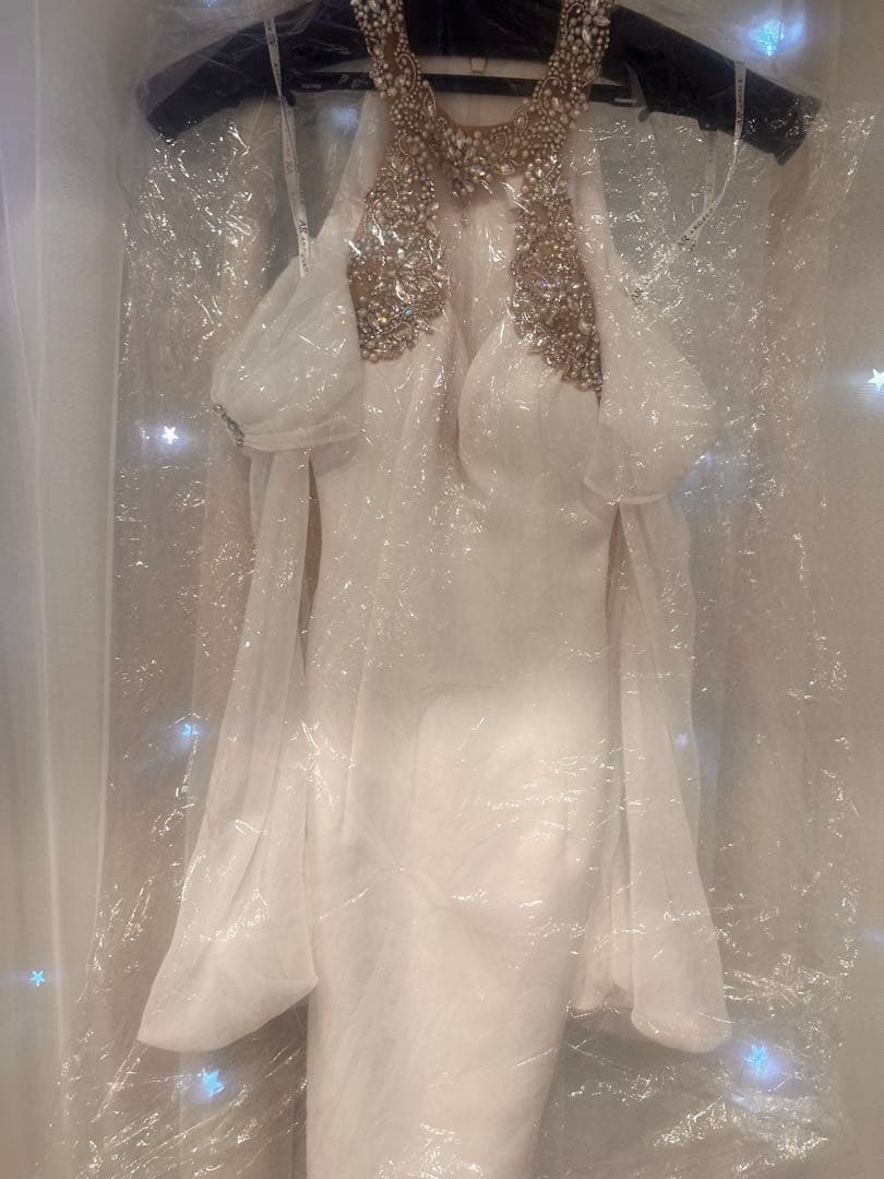 ホワイトビジューネックタイトドレスAngelR