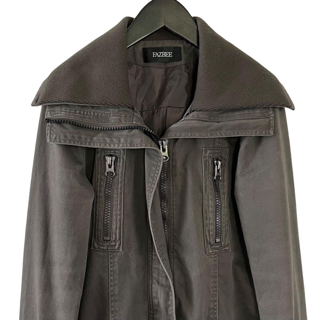 00s y2k グランジ リブ襟 ミリタリー コート 平成ギャル ダブルジップ