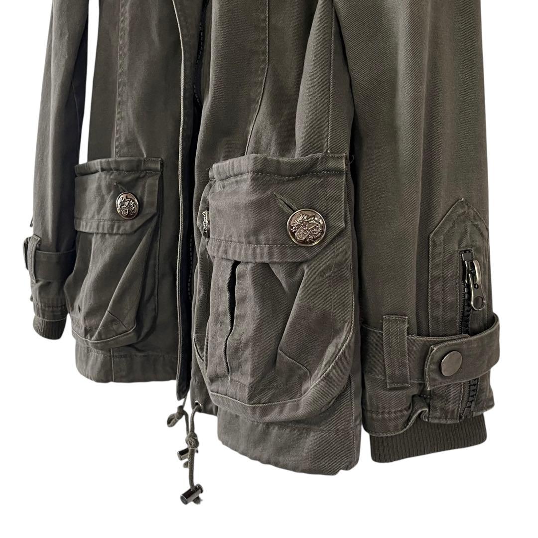 00s y2k グランジ リブ襟 ミリタリー コート 平成ギャル ダブルジップ