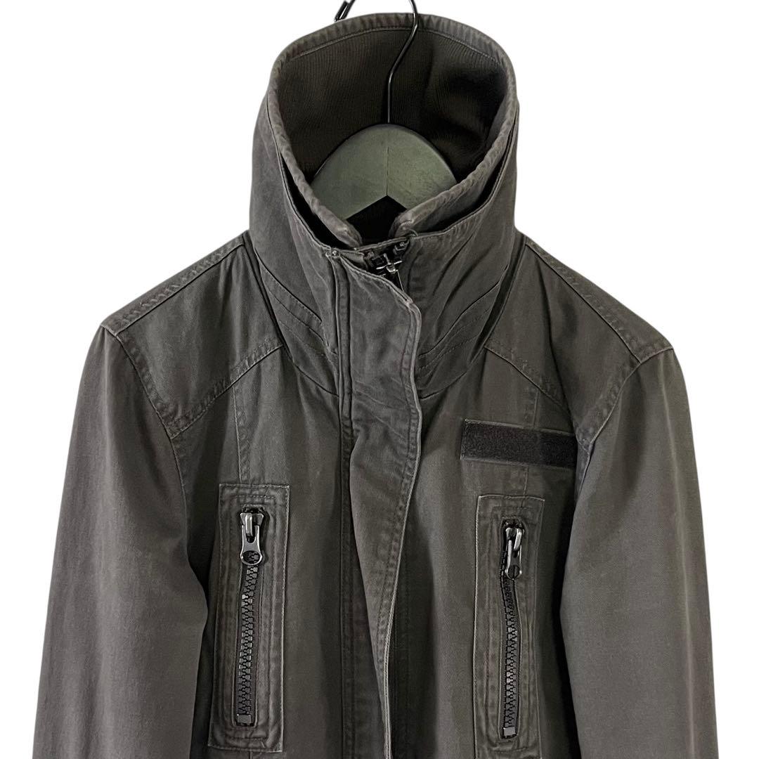 00s y2k グランジ リブ襟 ミリタリー コート 平成ギャル ダブルジップ