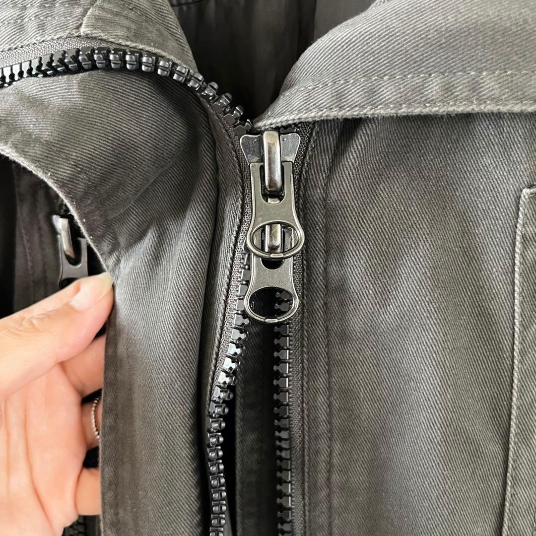 00s y2k グランジ リブ襟 ミリタリー コート 平成ギャル ダブルジップ