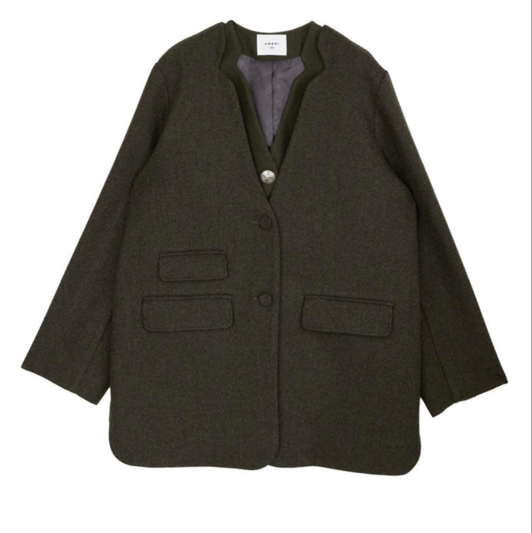2PIECE NOTCH WOOL JACKET ameri vintagカーキ