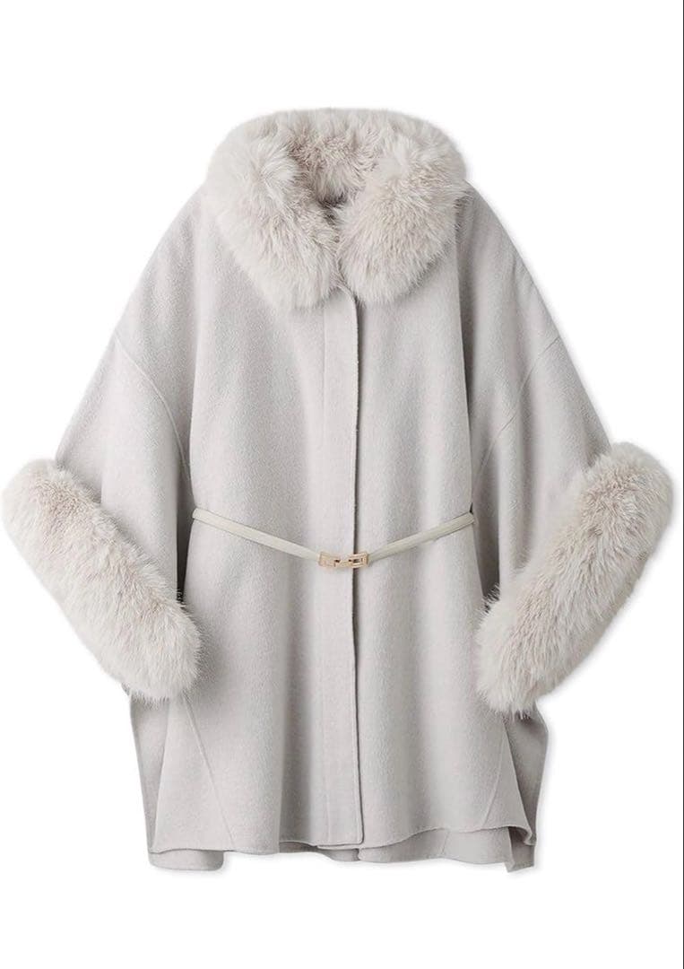 SNIDEL ファー付きミドルケープコート