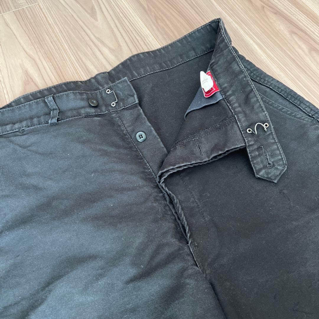 パンツ 80s French vintage black moleskin pants