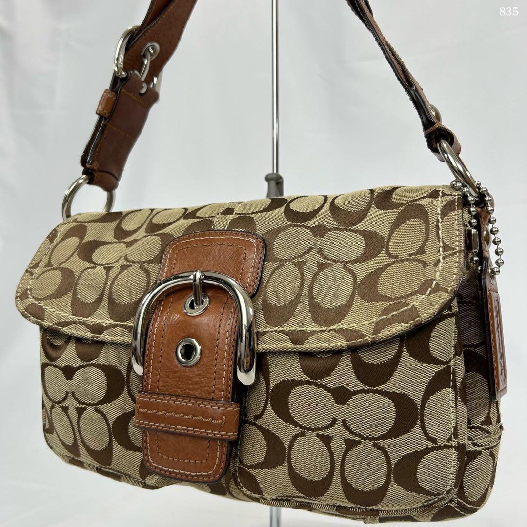 【極美品】コーチ 11862 ソーホー ワンハンドバッグ レザー キャンバス 茶