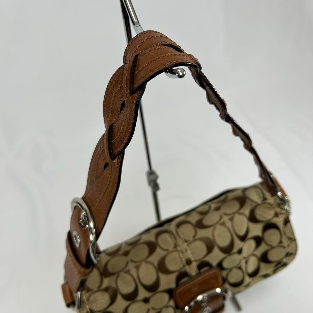 【極美品】コーチ 11862 ソーホー ワンハンドバッグ レザー キャンバス 茶