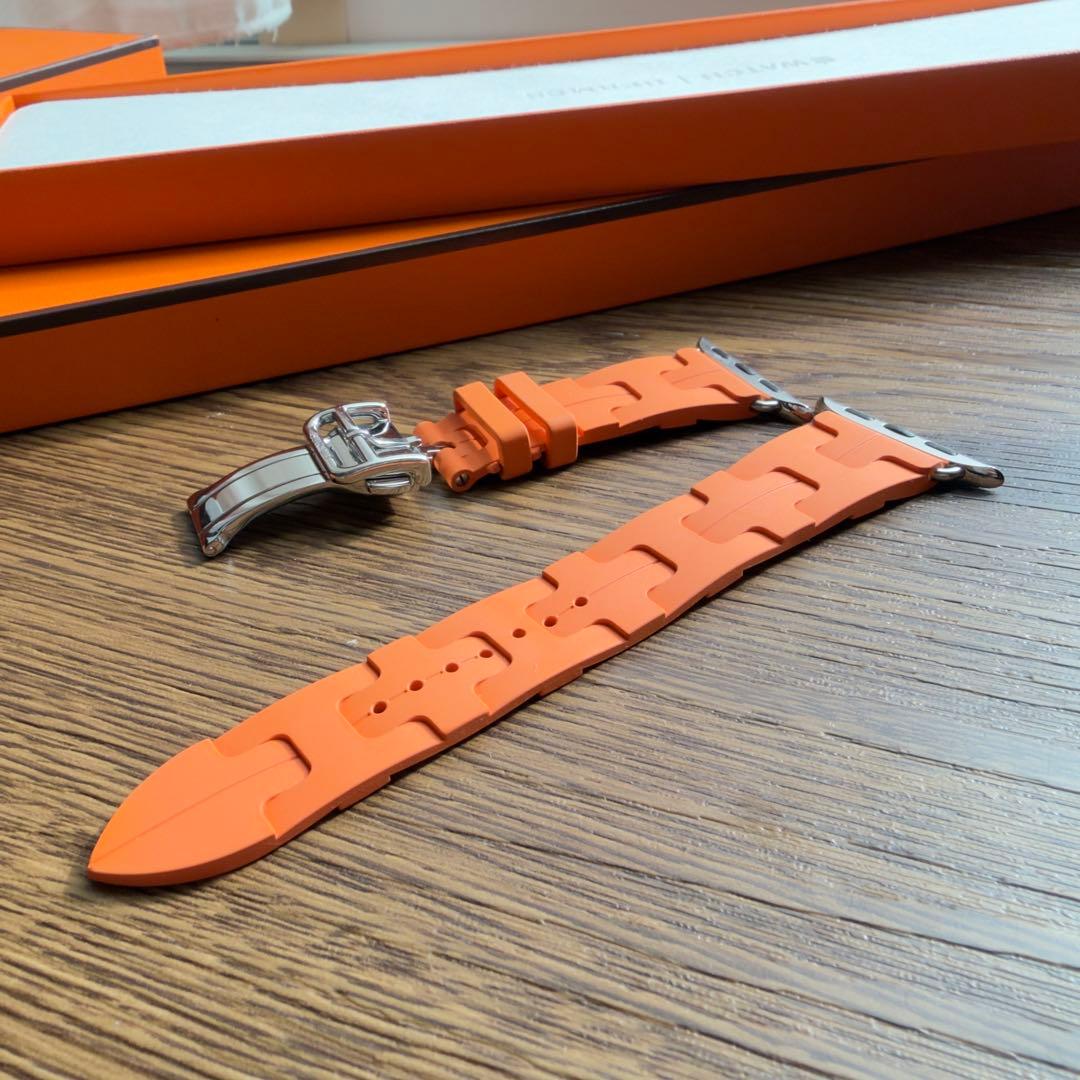 2968 Apple Watch エルメス　オレンジ　キリム　ラバーバンド