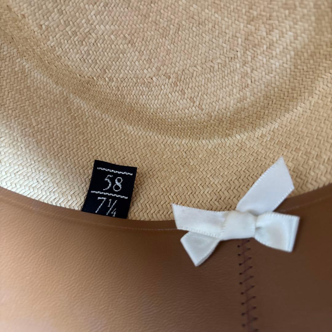 NEWT ベージュ パナマ帽　ブラックリボン