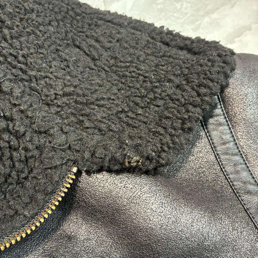 【ALPHA】アルファ B-3 フェイクムートン フライトジャケット 黒 XL