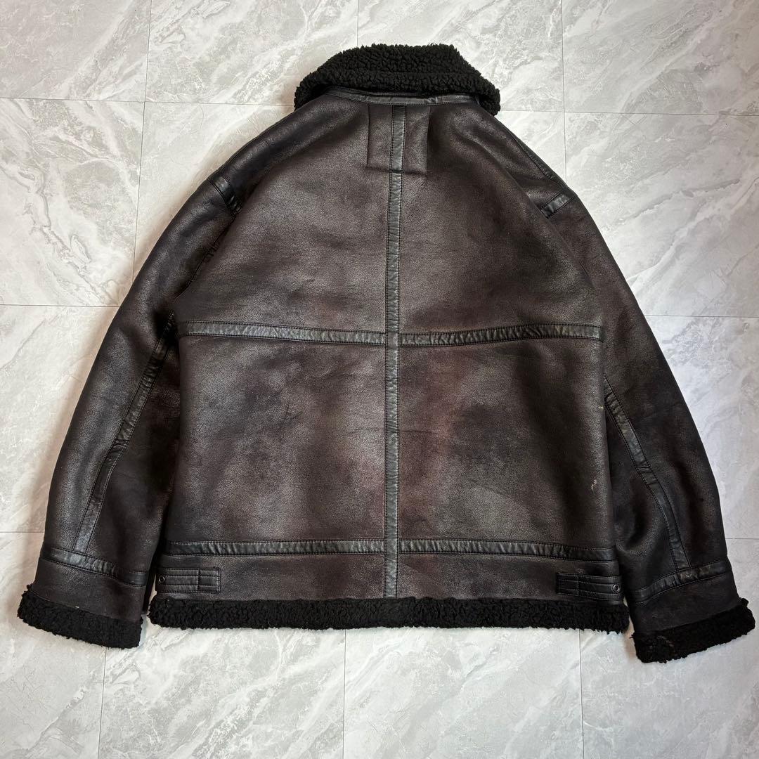 【ALPHA】アルファ B-3 フェイクムートン フライトジャケット 黒 XL