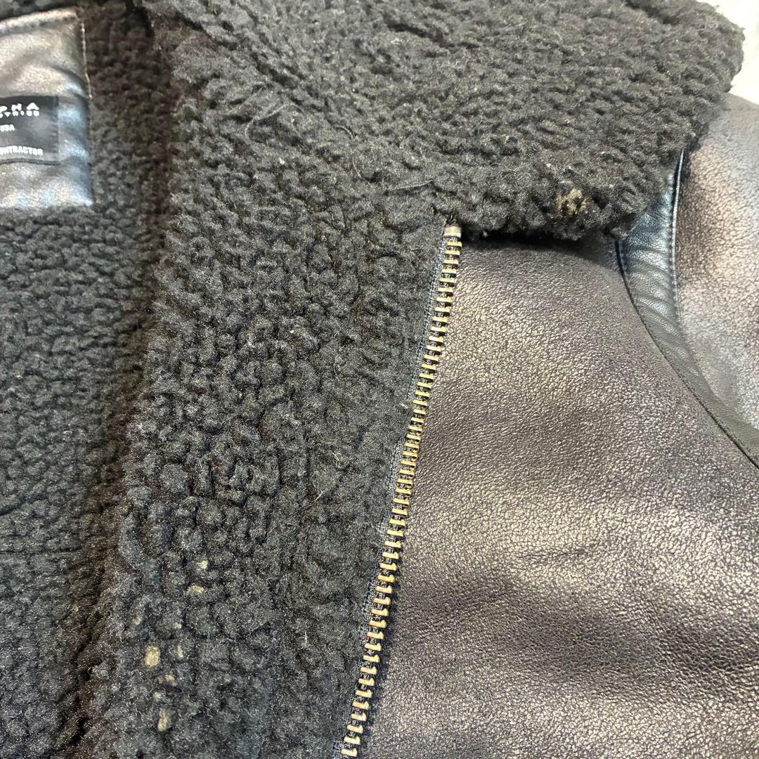 【ALPHA】アルファ B-3 フェイクムートン フライトジャケット 黒 XL