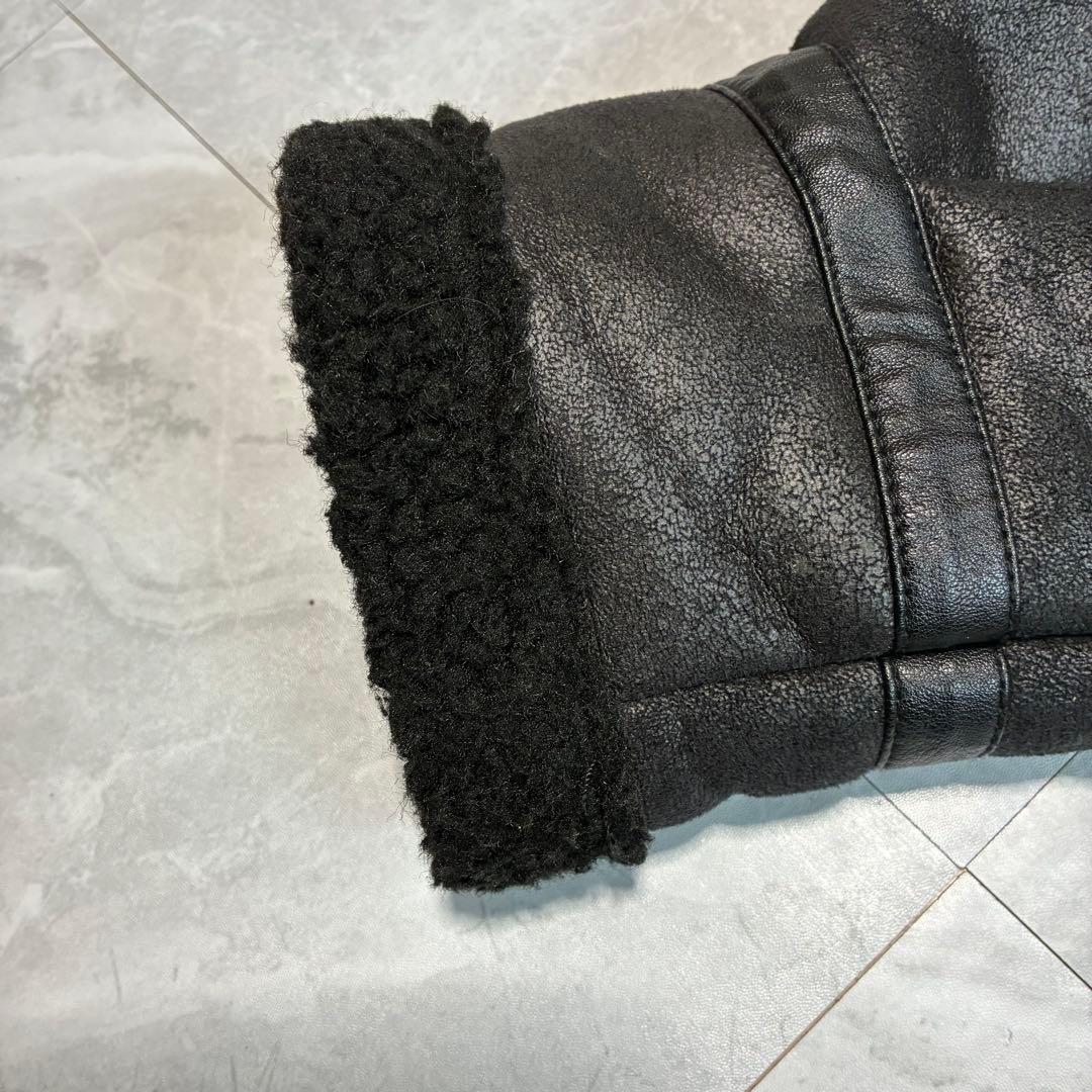 【ALPHA】アルファ B-3 フェイクムートン フライトジャケット 黒 XL