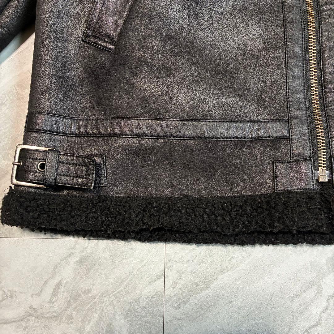 【ALPHA】アルファ B-3 フェイクムートン フライトジャケット 黒 XL